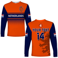 (Custom Text And Number) Netherlands Cricket Long Sleeve Shirt ODI Simple Orange Style - Wonder Print Shop