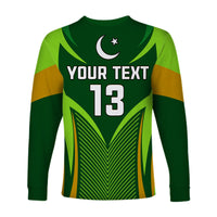 (Custom Text and Number) Pakistan Cricket Long Sleeve Shirt Green Shaheens Champion LT13 - Wonder Print Shop