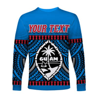 (Custom Personalised) Guam Chamorro Long Sleeve Shirt Latte Stone Blue Polynesian Haligi LT13 - Wonder Print Shop