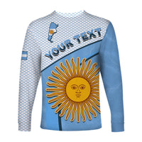 (Custom Personalised) Argentina Football 2022 Long Sleeve Shirt Champions Blue Sky May Sun LT13 - Wonder Print Shop