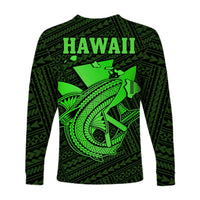 Custom Personalised Hawaii Long Sleeve Shirt Kakau Kanaka Maoli Combine Polynesian Shark Ver.02 - Wonder Print Shop