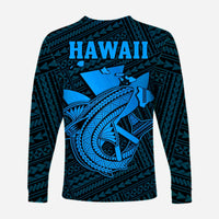 Custom Personalised Hawaii Long Sleeve Shirt Kakau Kanaka Maoli Combine Polynesian Shark Ver.03 - Wonder Print Shop