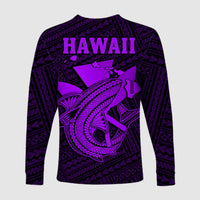 Custom Personalised Hawaii Long Sleeve Shirt Kakau Kanaka Maoli Combine Polynesian Shark Ver.05 - Wonder Print Shop