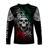 Custom Personalised Mexico Long Sleeve Shirt Skull Eagle Aztec LT13 - Wonder Print Shop