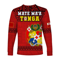 Tonga Rugby Long Sleeve Shirt Mate Maa Tonga Pacific Ngatu Black - Wonder Print Shop