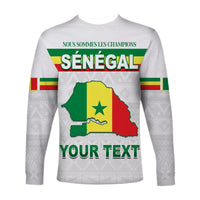(Custom Personalised) Senegal Football 2022 Long Sleeve Shirt Champion Teranga Lions Mix African Pattern LT13 - Wonder Print Shop