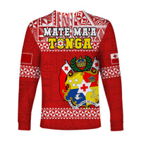 Tonga Rugby Long Sleeve Shirt Mate Maa Tonga Pacific Ngatu White - Wonder Print Shop