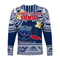 Samoa Long Sleeve Shirt Samoan Plumeria Flowers Mix Polynesian Pattern - Wonder Print Shop