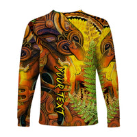 Custom Personalised Hei Tiki Maori Long Sleeve Shirt Fern Aotearoa Ta Moko Sun LT13 - Wonder Print Shop