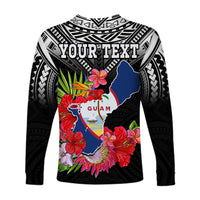 Custom Personalised Guam Chamorro Long Sleeve Shirt Guaman Latte Stone Tropical Flowers Black Style - Wonder Print Shop