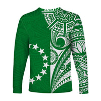 Cook Islands Tatau Long Sleeve Shirt Symbolize Passion Stars Version Green LT13 - Wonder Print Shop