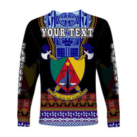 (Custom Personalised) Cameroon Long Sleeve Shirt Atoghu Pattern Black Style - Wonder Print Shop