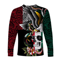 Mexico Long Sleeve Shirt Mexican Skull Eagle With Angry Snake - Wonder Print Shop