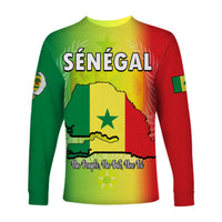 Senegal Long Sleeve Shirt Lion With Senegal Map Reggae Style - Wonder Print Shop