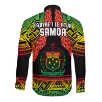 Samoa Rugby Long Sleeve Button Shirt Teuila Torch Ginger Gradient Style - Wonder Print Shop