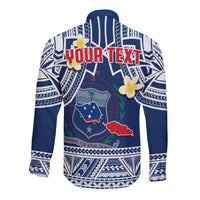 Custom Personalised Samoa Long Sleeve Button Shirt Samoan Plumeria Flowers Mix Polynesian Pattern - Wonder Print Shop