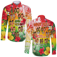 Custom Personalised Aloha Poly Fest Long Sleeve Button Shirt Polynesian Pattern With Tropical Flowers - Wonder Print Shop
