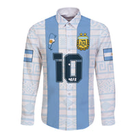 (Custom Text And Number) Argentina Football 2022 Long Sleeve Button Shirt Vamos La Albiceleste - Wonder Print Shop