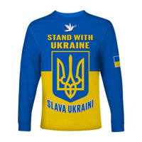 Ukraine Long Sleeve Shirt Ukraine Gold Trident Slava Ukraini Blue - Wonder Print Shop