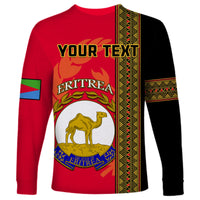 (Custom Personalised) Eritrea Long Sleeve Shirt African Pattern Happy Independence Day Version Black - Wonder Print Shop