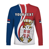 (Custom Personalised) Serbia Long Sleeve Shirt Happy Serbian Statehood Day With Coat Of Arms - Wonder Print Shop