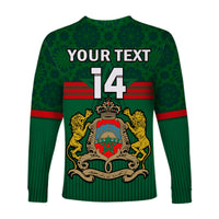 (Custom Text And Number) Morocco Football Long Sleeve Shirt World Cup 2022 Green Moroccan Pattern - Wonder Print Shop