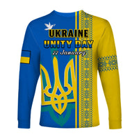 Ukraine Unity Day Long Sleeve Shirt Folk Ukrainian Coat Of Arms - Wonder Print Shop