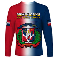 Dominican Republic Long Sleeve Shirt Dominicana Coat Of Arms Gradient Style - Wonder Print Shop