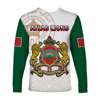 Morocco Football Long Sleeve Shirt Atlas Lions White World Cup 2022 - Wonder Print Shop