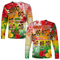 Custom Personalised Aloha Poly Fest Long Sleeve Shirt Polynesian Pattern With Tropical Flowers - Wonder Print Shop