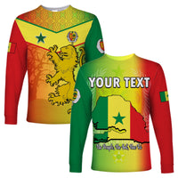 (Custom Personalised) Senegal Long Sleeve Shirt Lion With Senegal Map Reggae Style - Wonder Print Shop