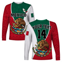 (Custom Text and Number) Mexico Long Sleeve Shirt Mexican Aztec Pattern - Wonder Print Shop