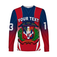 (Custom Text and Number) Dominican Republic Long Sleeve Shirt Dominicana Style Sporty LT13 - Wonder Print Shop
