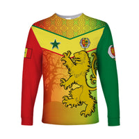 Senegal Long Sleeve Shirt Lion With Senegal Map Reggae Style - Wonder Print Shop