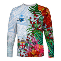 Fiji Long Sleeve Shirt Proud Fijian Tapa mix Tagimoucia Flowers LT13 - Wonder Print Shop