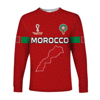 (Custom Text and Number) Morocco Football Long Sleeve Shirt Champions World Cup New History LT13 - Wonder Print Shop