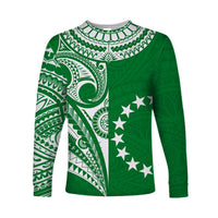 (Custom Text and Number) Cook Islands Tatau Long Sleeve Shirt Symbolize Passion Stars Version Green LT13 - Wonder Print Shop