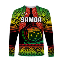 Custom Text And Number Samoa Rugby Long Sleeve Shirt Teuila Torch Ginger Gradient Style - Wonder Print Shop