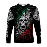 Custom Personalised Mexico Long Sleeve Shirt Skull Eagle Aztec LT13 - Wonder Print Shop