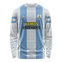 Camiseta fútbol Argentina 2022 manga larga azul unisex con 'Vamos Argentina'