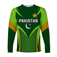 (Custom Text and Number) Pakistan Cricket Long Sleeve Shirt Green Shaheens Champion LT13 - Wonder Print Shop