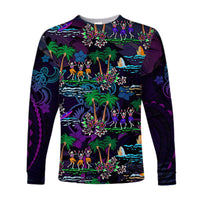Hawaii Skeleton Dancing Long Sleeve Shirt Halloween Hawaiian Turtle LT13 - Wonder Print Shop