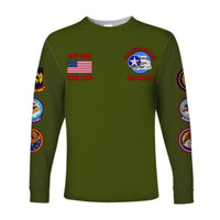 (Custom Personalised) Tuskegee Airmen Long Sleeve Shirt US Military Army Green Red Tails LT13 - Wonder Print Shop