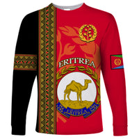 (Custom Personalised) Eritrea Long Sleeve Shirt African Pattern Happy Independence Day Version Black - Wonder Print Shop