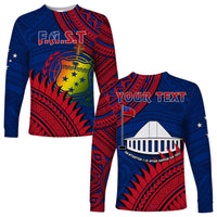 Custom Personalised F.A.S.T Samoa Long Sleeve Shirt Samoan Coat Of Arms Polynesian Pattern - Wonder Print Shop