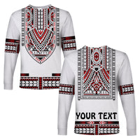 Custom Personalised Polynesian Long Sleeve Shirt Dashiki With Polynesian Tattoo Royal Version - Wonder Print Shop