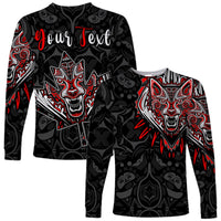 (Custom Personalised) Canada Wolf Long Sleeve Shirt Haida and Maple Leaf LT13 - Wonder Print Shop