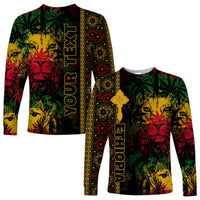 (Custom Personalised) Ethiopia Lion Reggae Long Sleeve Shirt Ethiopian Cross LT13 - Wonder Print Shop