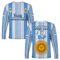(Custom Text and Number) Argentina Football Long Sleeve Shirt Champions World Cup Gaucho Vamos LT13 - Wonder Print Shop