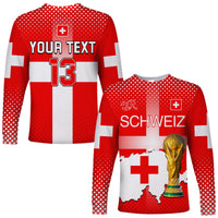 (Custom Text and Number) Switzerland Football Long Sleeve Shirt Schweizer Pati Champion 2022 World Cup LT13 - Wonder Print Shop